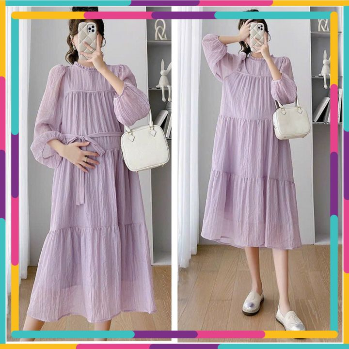 Váy bầu thu đông suông a-đầm bầu xinh