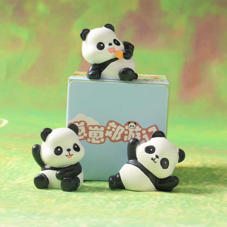 Mô hình mini cute trải nghiệm ngẫu nhiên làm quà tặng, đồ trang trí Gấu Trúc Picnic