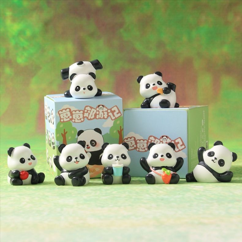 Mô hình mini cute trải nghiệm ngẫu nhiên làm quà tặng, đồ trang trí Gấu Trúc Picnic