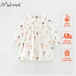 Váy cotton cổ sen cô tiên Malwee thời trang trẻ em từ 2-7 tuổi MW7714