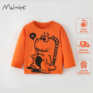 Áo cotton nâu cam khủng long Malwee thời trang trẻ em từ 2-7 tuổi MW8536