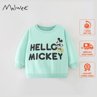 Áo nỉ da cá xanh Mickey Malwee thời trang trẻ em từ 2 -7 tuổi MW8642
