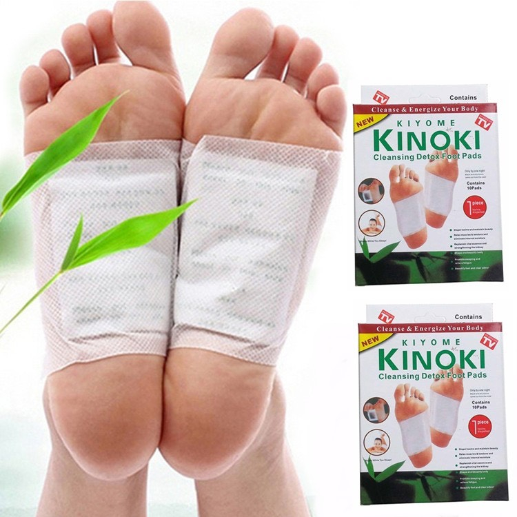 Hộp 10 gói và miếng dán lòng bàn chân thải độc Kinoki mùi thảo dược, dán thải độc chân ( có đổ buôn )