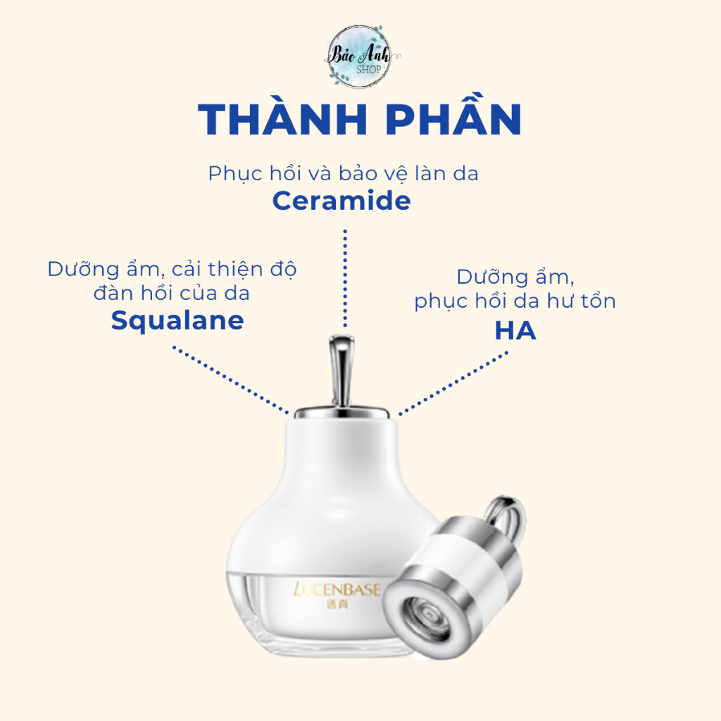 Kem Ceramide Lucenbase 50g dưỡng ẩm, làm mềm da kèm đầu massage