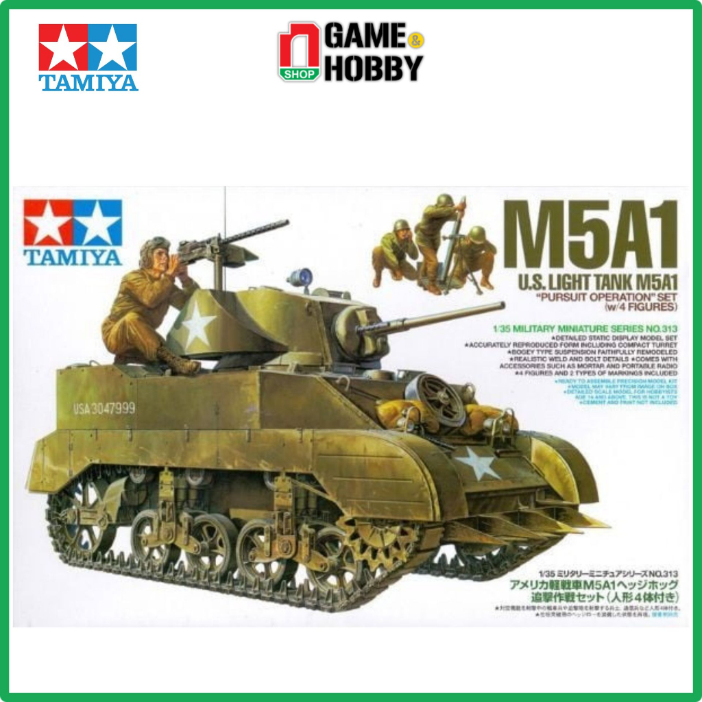MÔ HÌNH XE TĂNG U.S. LIGHT TANK M5A1 PURSUIT OPERATION SET 1/35 - TAMIYA 35313