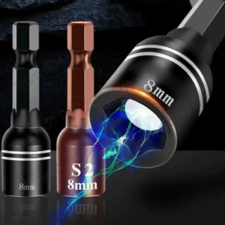  Đầu mũi chụp tôn có nam châm từ tính thép CR-V 8 10 12 14mm loại dài ngắn chuôi lục giác lắp máy khoan bulong bắn vít 