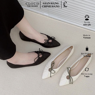 Giày búp bê nữ CL đế bệt mũi nhọn cột dây nơ