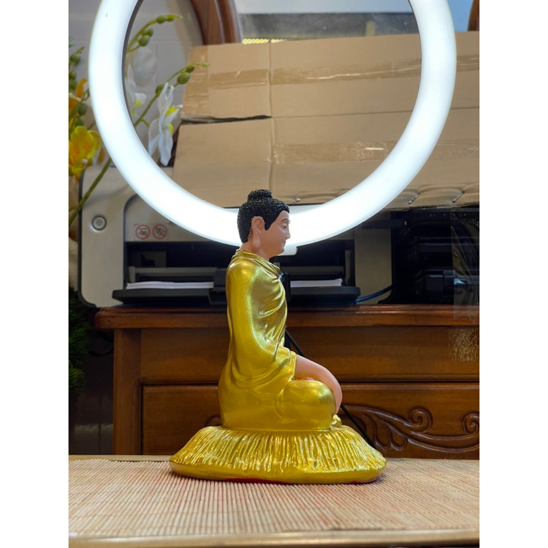 Tượng Phật Bổn Sư Thích Ca Mâu Ni Ngồi Toà Rơm, màu vàng, cao 20cm TUỆ TÂM