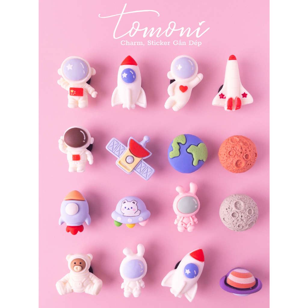 Jibbitz, Sticker, Charm Gắn Trang Trí Giày Dép Hình Phi Hành Gia - HQ36
