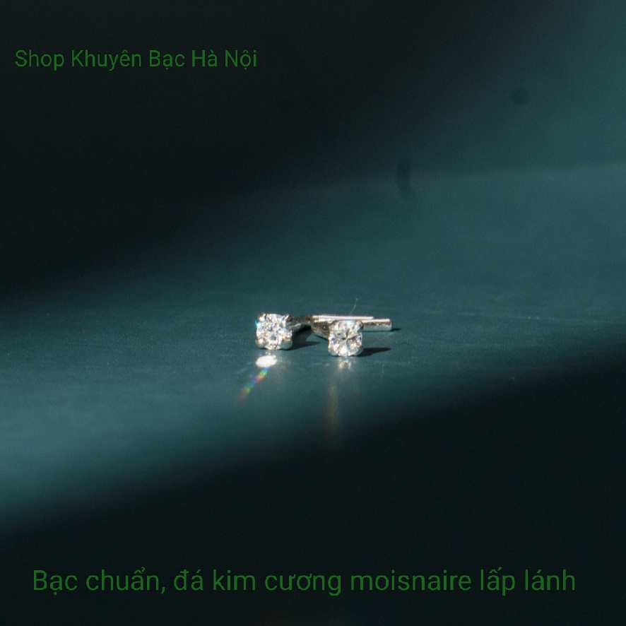 Khuyên mũi cao cấp đá kim cương Moisanite đẹp bạc xịn