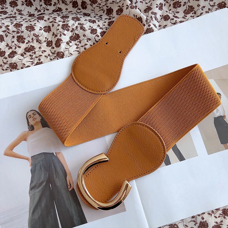 Đai Váy Thắt Lưng Nữ Bản Lớn B21 trang trí bằng kim loại khóa C phong cách Châu Âu 2023