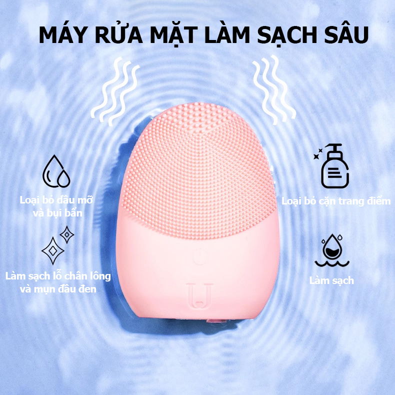 Máy rửa mặt làm sạch sâu , máy silicon rung tần số chậm - K1683