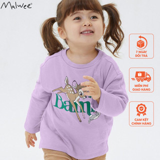 Áo cotton tím nai bé gái Malwee thời trang trẻ em từ 2-7 tuổi MW8509