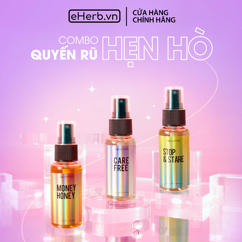 Combo 3 bodymist nữ hẹn hò Money Honey, Stop & Stare, Care Free xịt thơm nước hoa quyến rũ BODYMISS 30ml (chai)