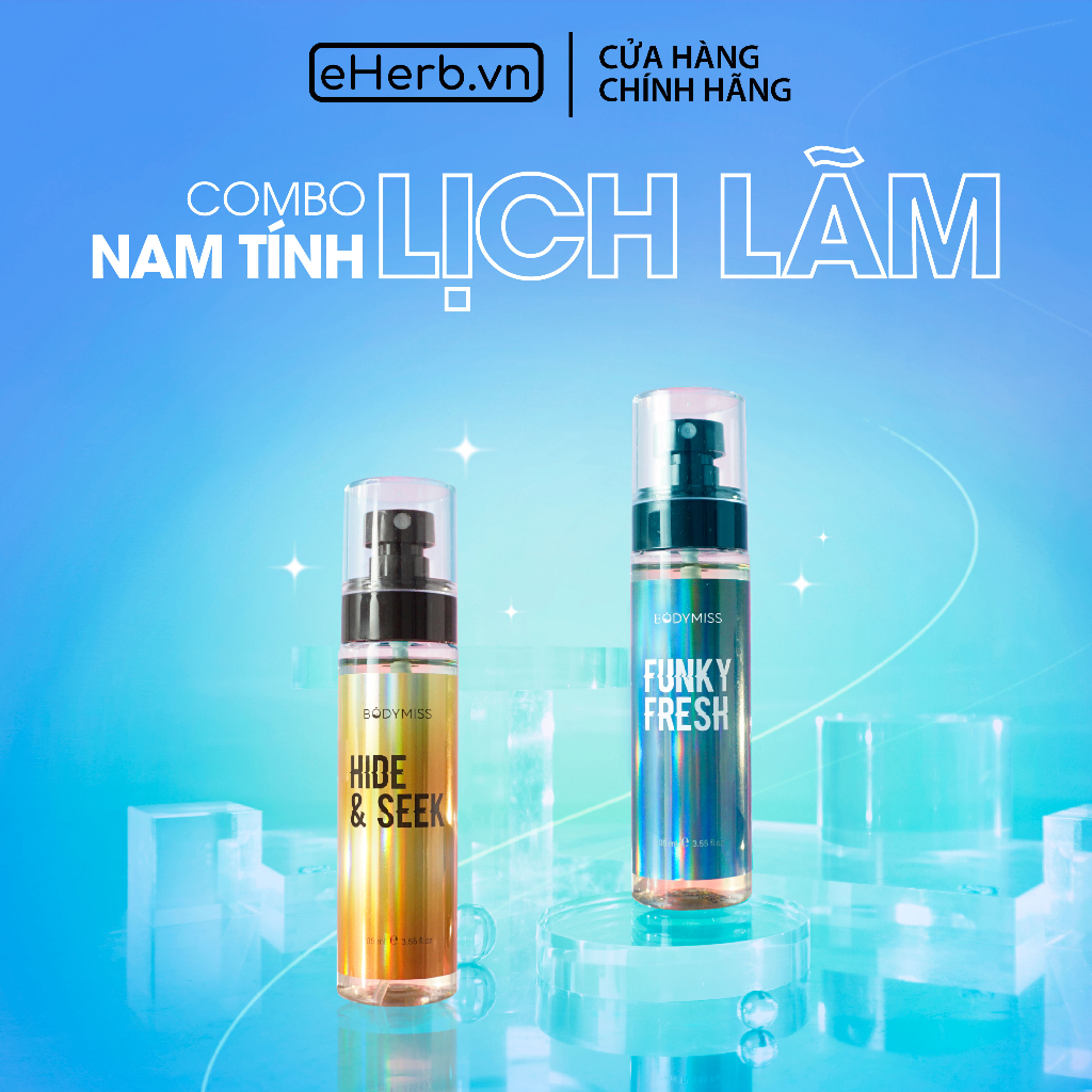 [COMBO ĐI HỌC] Combo 2 Xịt body mist xịt thơm toàn thân cho nam Funky Fresh, Hide & Seek tươi mát BODYMISS 105ml (chai)