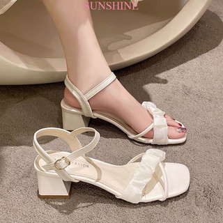 GIÀY SANDAL BIG SIZE CAO GÓT GNS70 NỮ ĐÊ VUÔNG 7P MÀU ĐEN, TRẮNG SANG CHẢNH, QUÝ PHÁI
