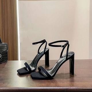Giày sandal BIG SIZE nữ mã XGS47 mũi vuông cao 9cm gót dẹp hàng đẹp sang chảnh trend 2023 có 2 màu trắng và đen