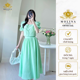 Set Váy Áo Croptop Molina Chất Lụa Xốp, Vạt Chéo, Dáng Xòe Điệu Đà Trẻ Trung