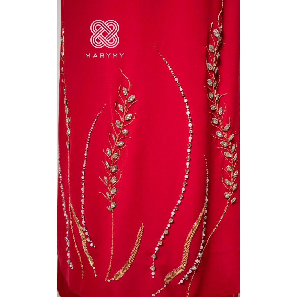 Áo Dài Trung Niên Bà Sui Mẹ Cô Dâu Hàng Cao Cấp Thiết Kế Đính Kết Bông Lúa Thủ Công Tỉ Mỉ