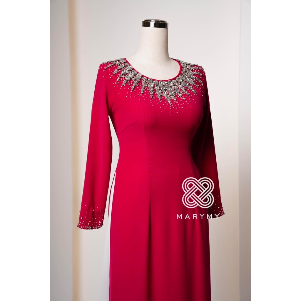 Áo Dài Trung Niên Bà Sui Mẹ Cô Dâu Hàng Cao Cấp Thiết Kế Đính Kết Bông Lúa Thủ Công Tỉ Mỉ