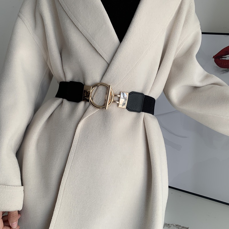 Đai Váy Thắt Lưng Nữ Bản Lớn B21 trang trí bằng kim loại khóa C phong cách Châu Âu 2023