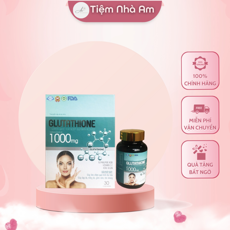 Viên Uống Trắng Da Glutathione 1000mg Glu 1000 Nâng Tone, Giảm Nám Sạm, Mờ Nếp Nhăn - Tiệm Nhà Am