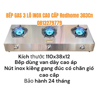 Bếp gas khè 3 lò siêu mạnh ( kiềng gang ko bị trơn trượt) RH303CN