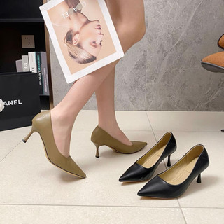 Min's shoes - giày cao gót da mềm mũi nhọn kiểu dáng đơn giản thanh lịch c98
