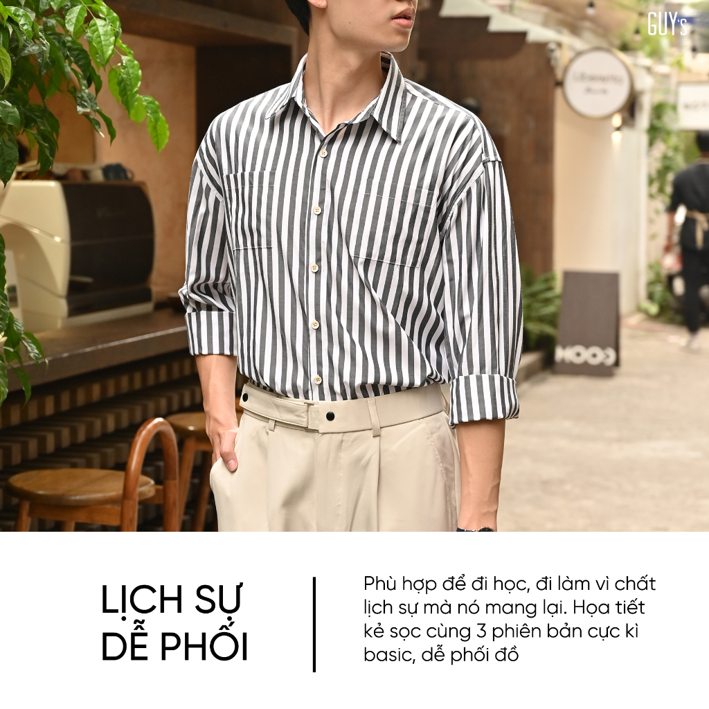 Áo sơ mi Striped shirt GUY's Closet, kẻ sọc, thanh lịch, lịch sự, casual