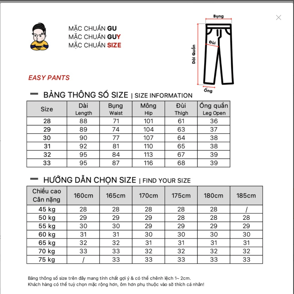 Quần Âu Easy Pants GUY's Closet, Dáng suông, Phong cách thanh lịch, chững chạc