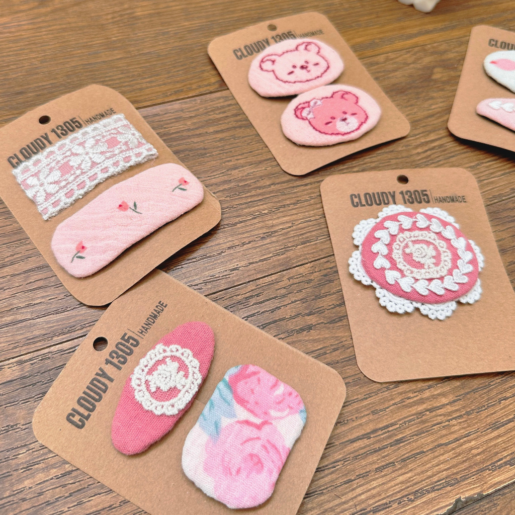 Set kẹp mái bọc vải hoạ tiết dễ thương cho bé made by CLOUDY’s Mami