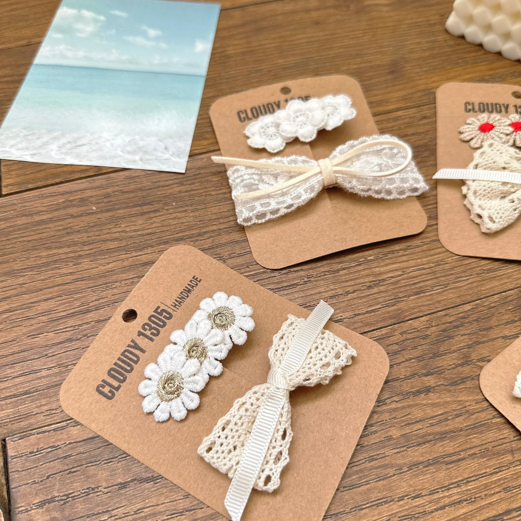 Set kẹp nơ phối dây dễ thương cho bé made by Cloudy"s Mami