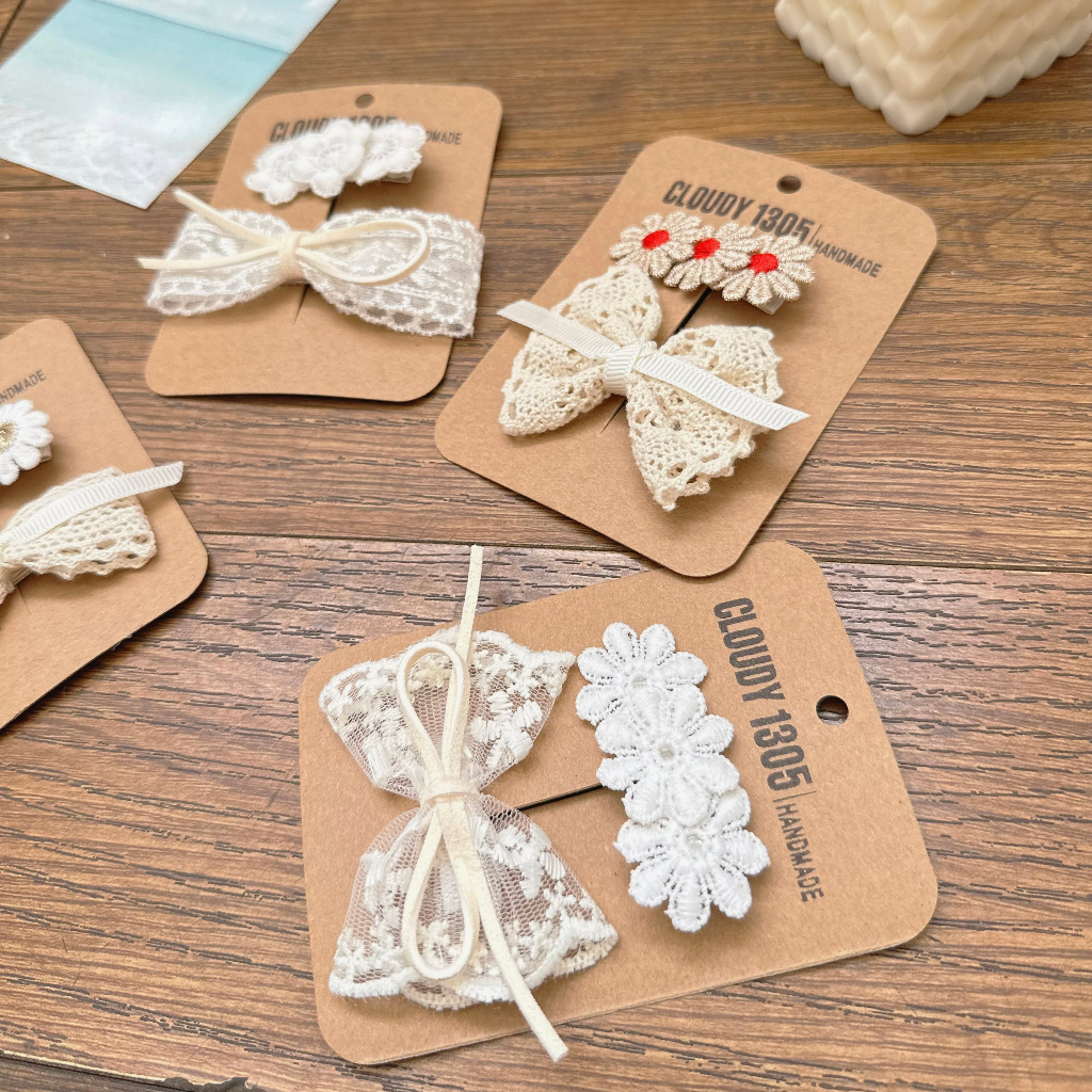 Set kẹp nơ phối dây dễ thương cho bé made by Cloudy"s Mami