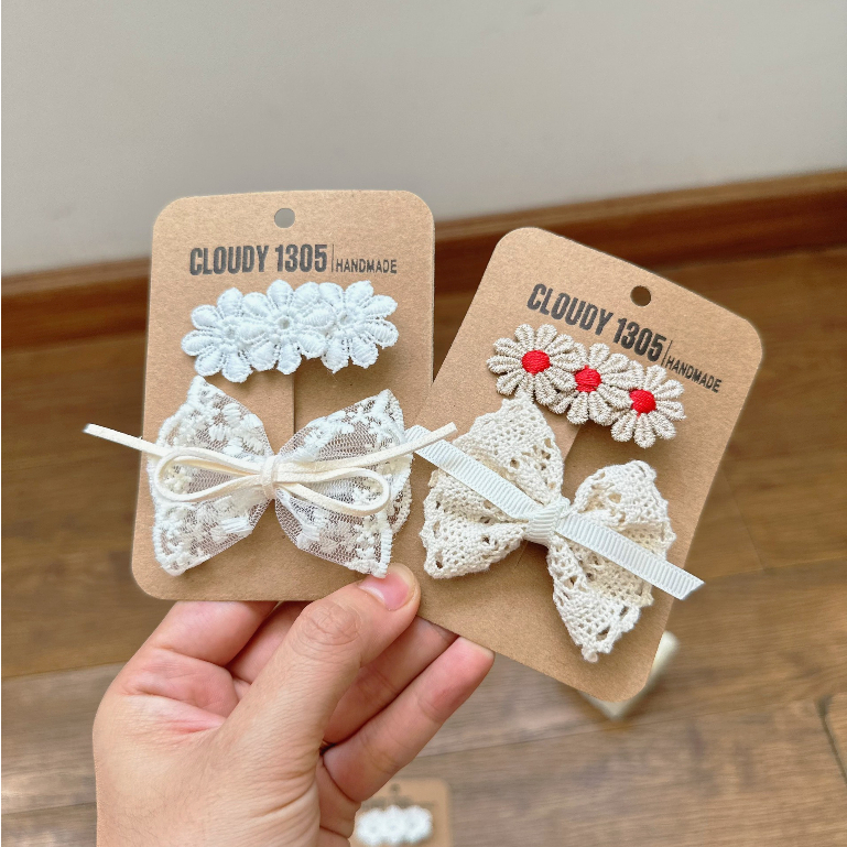 Set kẹp nơ phối dây dễ thương cho bé made by Cloudy"s Mami