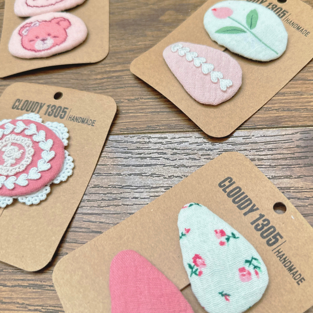 Set kẹp mái bọc vải hoạ tiết dễ thương cho bé made by CLOUDY’s Mami