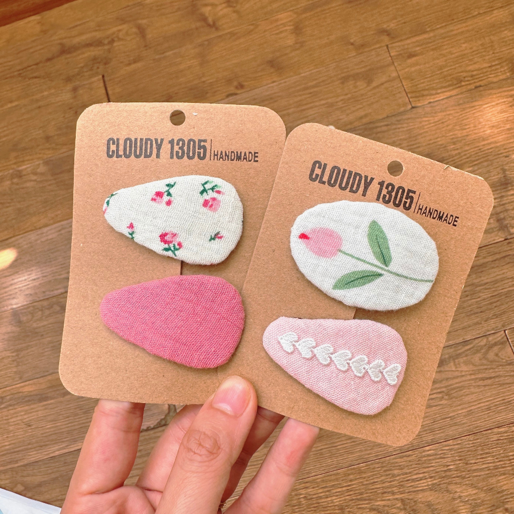 Set kẹp mái bọc vải hoạ tiết dễ thương cho bé made by CLOUDY’s Mami