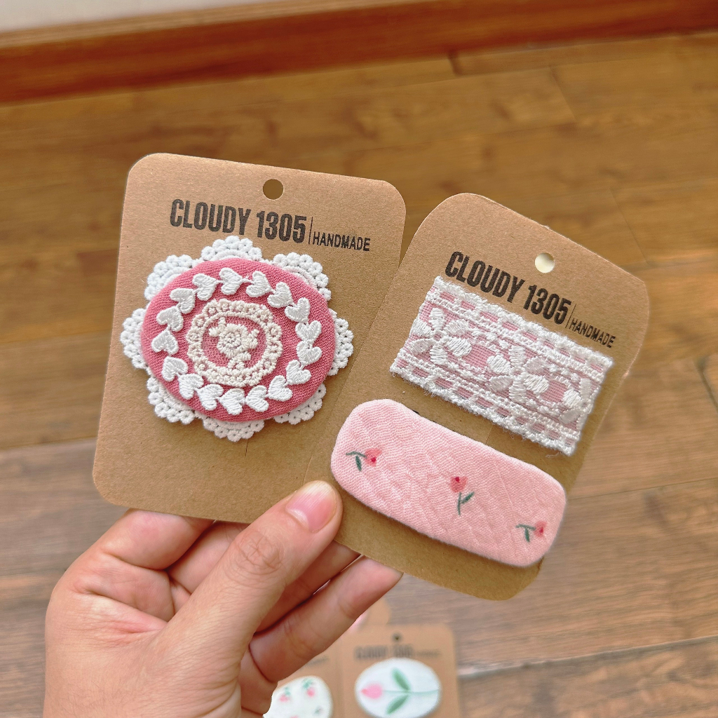 Set kẹp mái bọc vải hoạ tiết dễ thương cho bé made by CLOUDY’s Mami