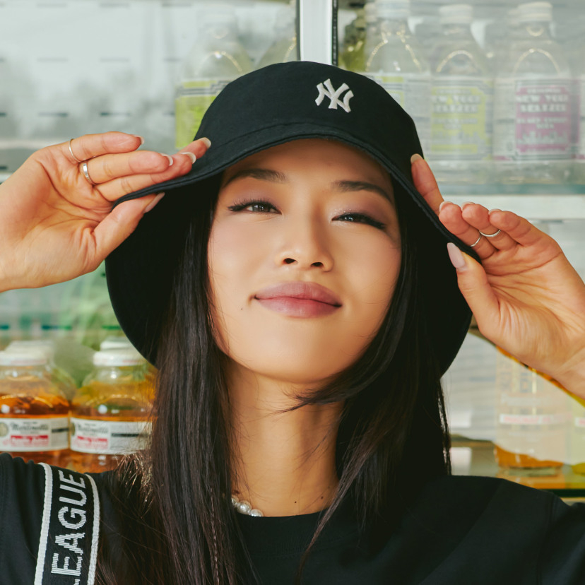 Mũ bucket MLB thêu logo NY vải cotton mềm mại đứng form phong cách Hàn Quốc