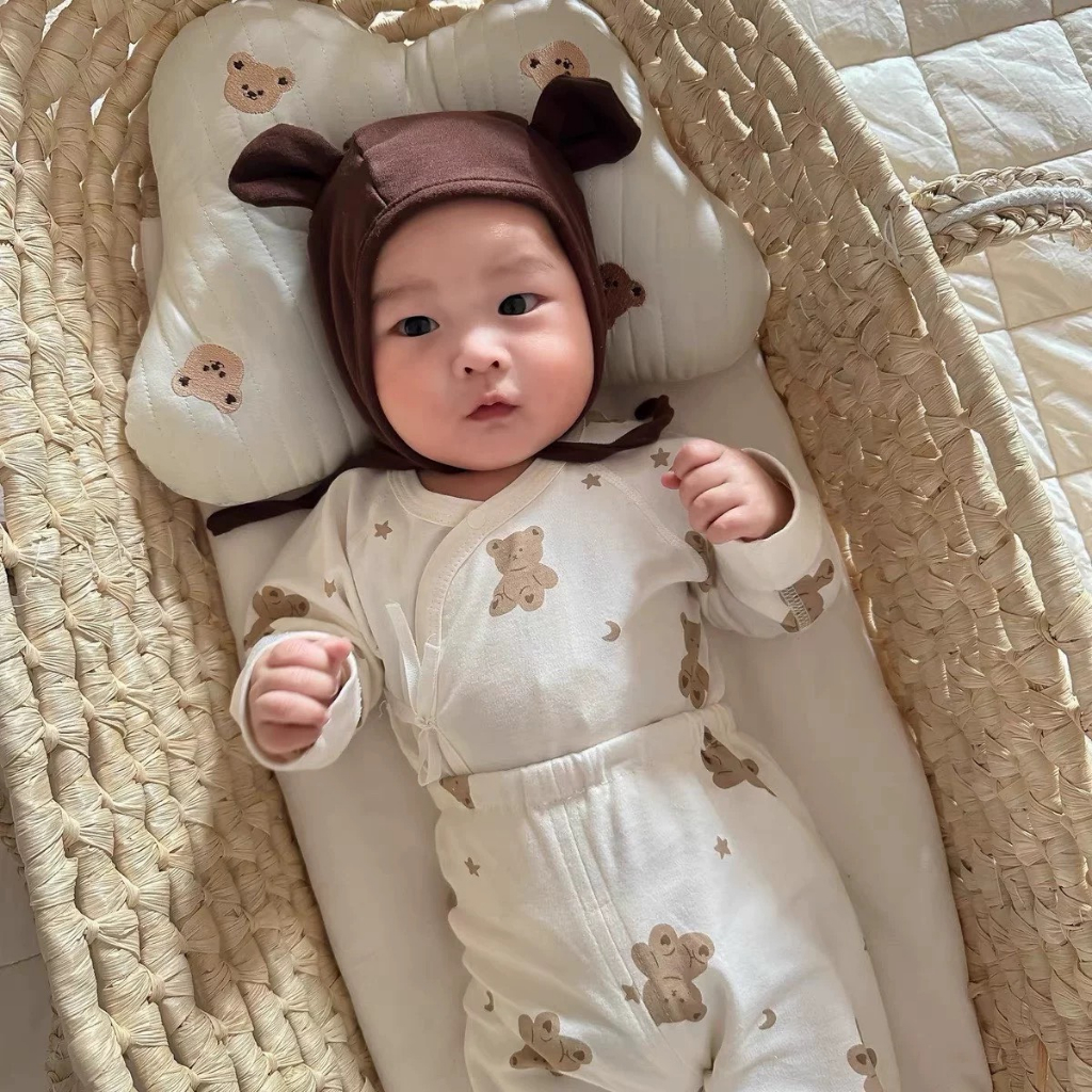 Bộ quần áo dài tay Cotton diamond comfor hàng Quảng Châu cho bé sơ sinh bé trai bé gái mặc thu đông