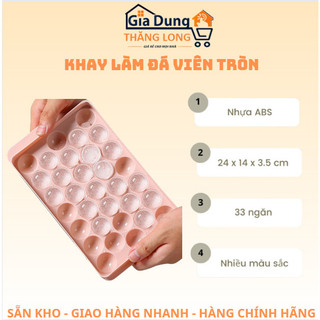 Khay làm đá viên tròn, khay đá tròn, khuôn đổ rau câu, làm thạch rau câu 33 ô