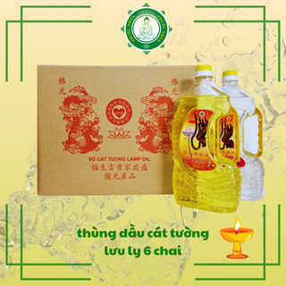 1 Thùng dầu lưu ly cát tường 6 chai 1kg thắp đèn đốt đèn cúng Phật