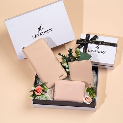 [Set Quà Tặng Cho Nữ] Combo 3 ví cầm tay, ví dài nữ Midi 04 Da saffiano chính hãng LAVATINO
