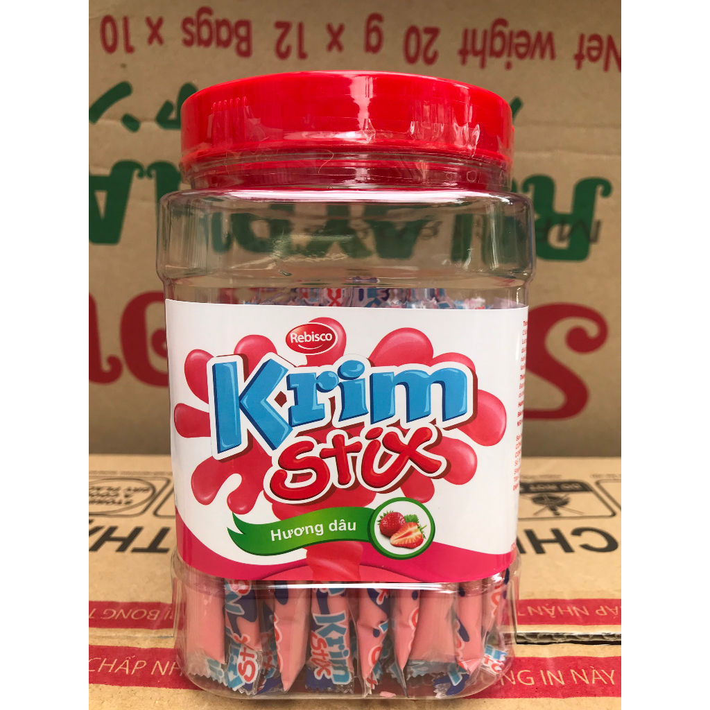 Kẹo Que Mềm Krim Stix Vị Dâu (Hộp 100 que)