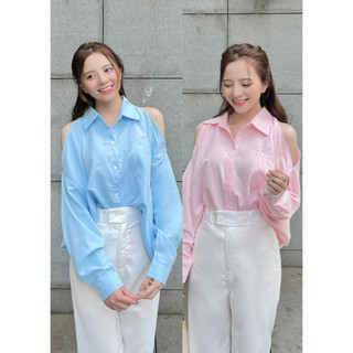 Áo sơ mi nữ khoét vai dáng suông dài tay cá tính - 247store.vn - Aokhoetvai3469_6K3