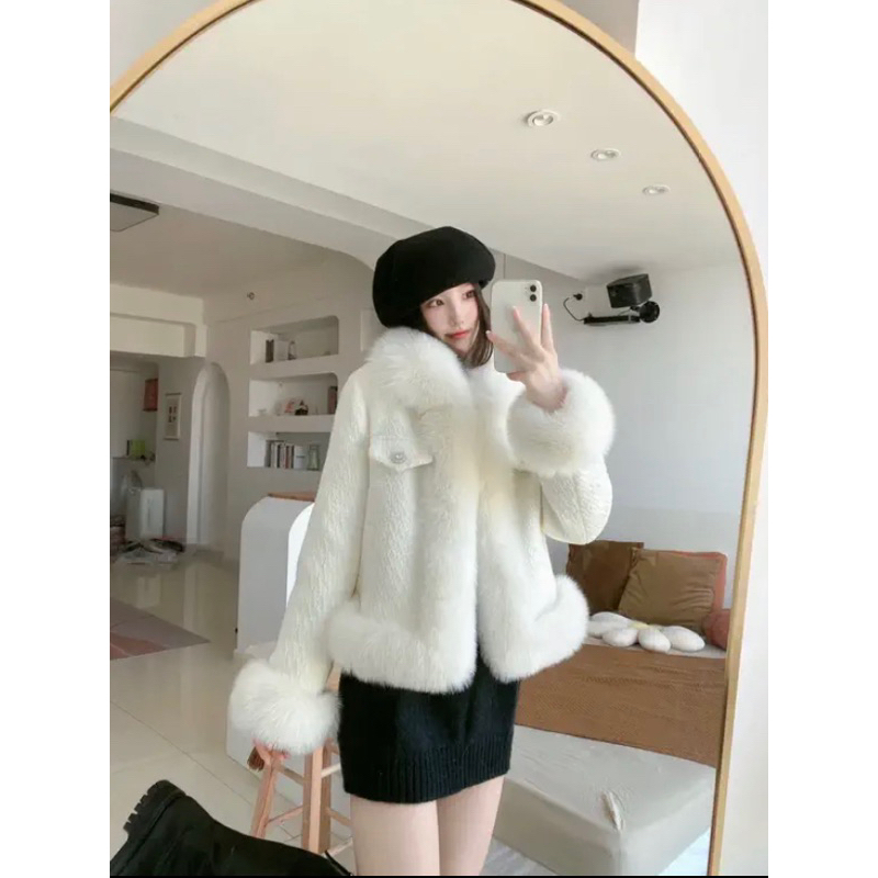 🌷 Áo dạ tweed phối lông áo lông giả Cáo siêu ấm cho bạn gái 2023