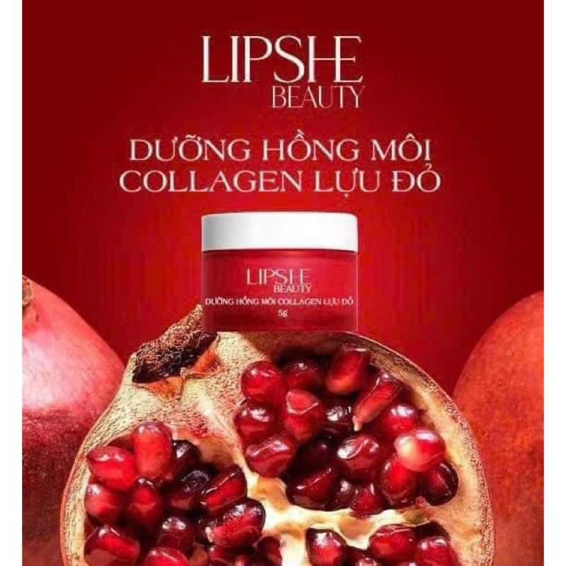 Ủ dưỡng môi LIPSHE Beauty lựu đỏ làm hồng mềm mịn môi, giúp môi hồng hào 5gr