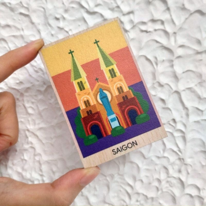 Nam châm gỗ in UV hình Sài Gòn - Việt Nam