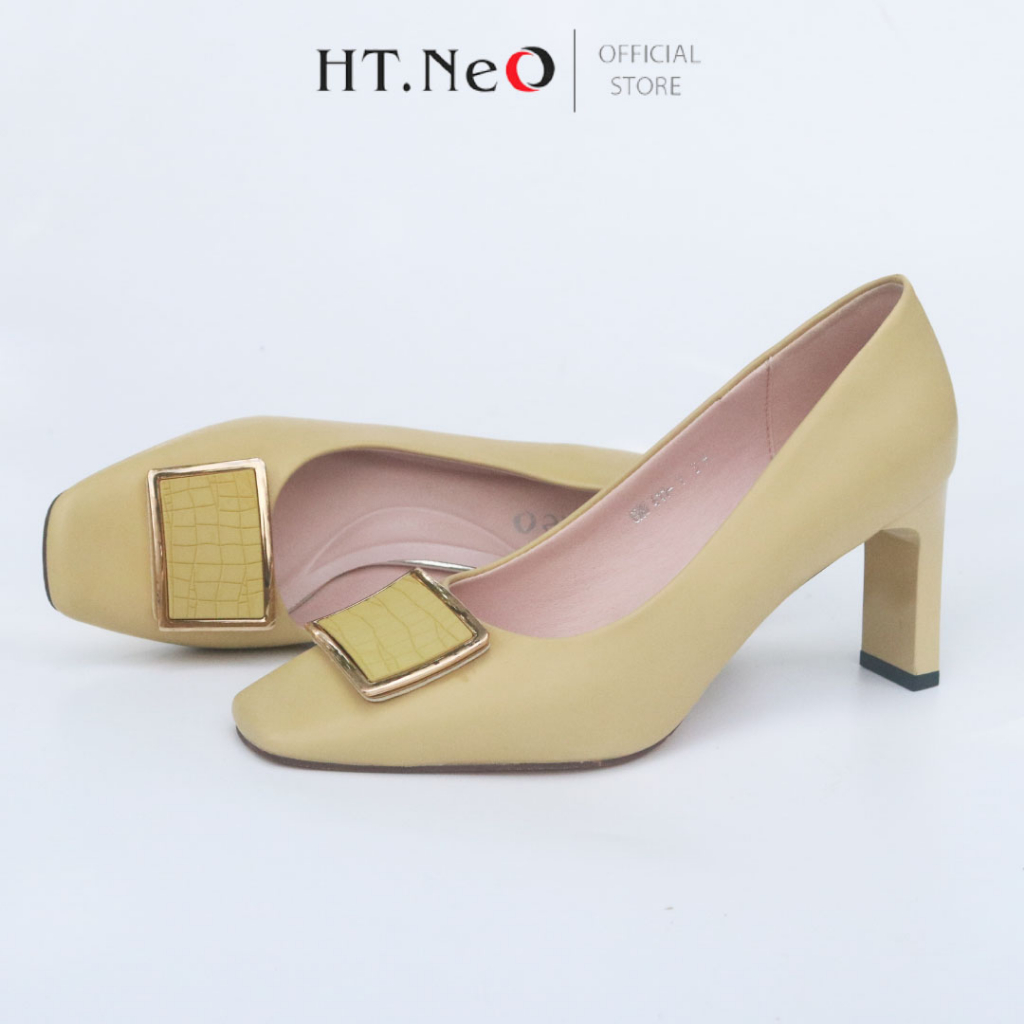 Giày công sở -Giày cao gót nữ HT.NEO da bò thật êm mềm ,Gót cao 7cm ,thiết kế phong cách basic nhẹ nhàng ,sang trọngGC32