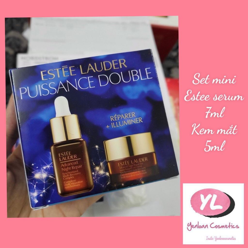 Set mini Estee Lauder serum 7ml và kem mắt 5ml bill US