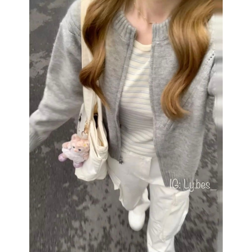 Áo Khoác Len Nữ Dệt Kim Thời Trang Thu Đông Phong Cách Hàn Quốc